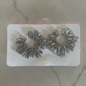 Revolve Silver Crystal Stone Burst Earrings